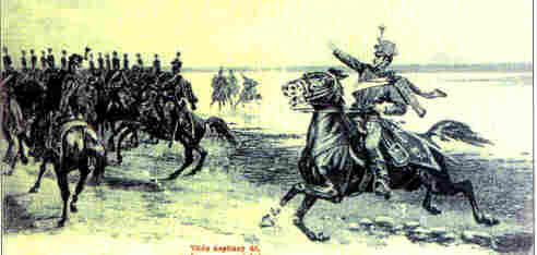 Capt. Lenkey leading his hussar troops back to Hungary